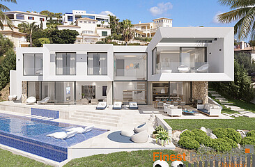 Villa proyectada de nueva construcción con fantásticas vistas panorámicas al mar en Santa Ponsa en venta