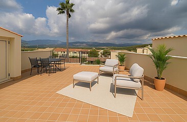 Moderna casa adosada de obra nueva con piscina y azotea en Sa Cabaneta